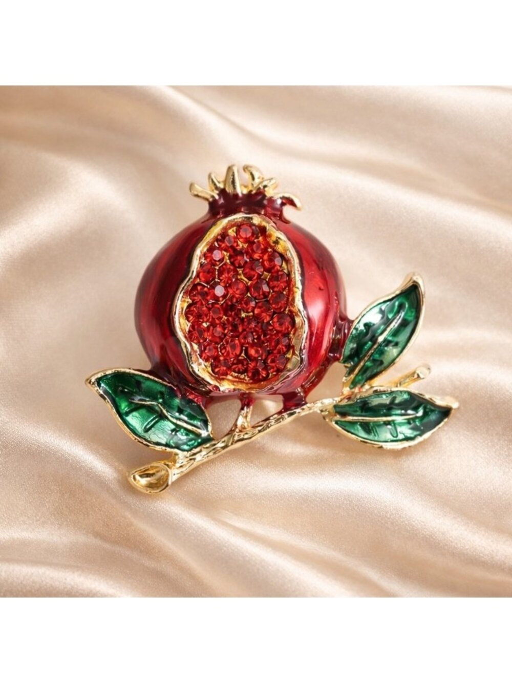 Red Pomegranate Gold Crystal Brooch